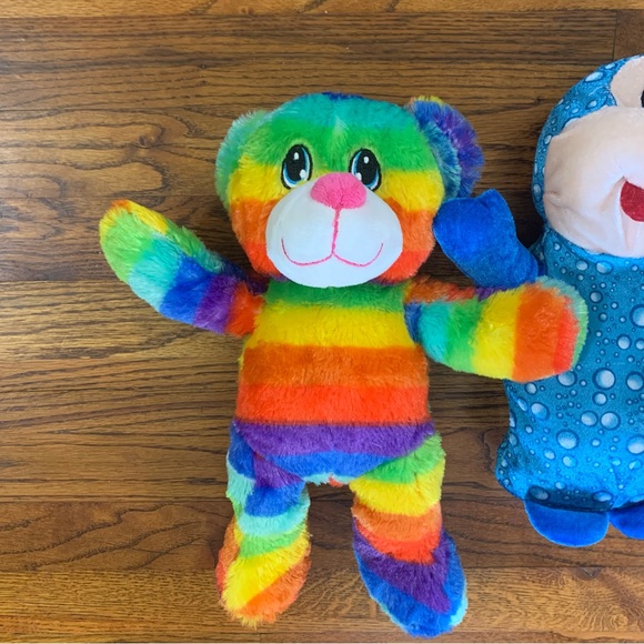Stuffed Animals 14” Multicolor Stripe Teddy Bear & 12” Blue Polkadot Caterpillar - Picture 5 of 14